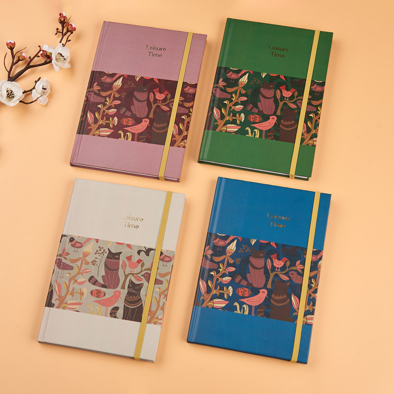 A5size paper based hardcover notebook with elastic band SW39010