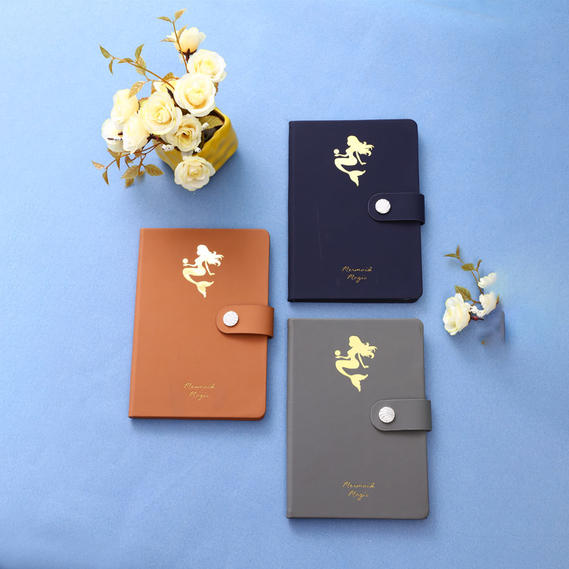A5 pu with  metal logo embossion hardcover notebook with magnet belt D39053