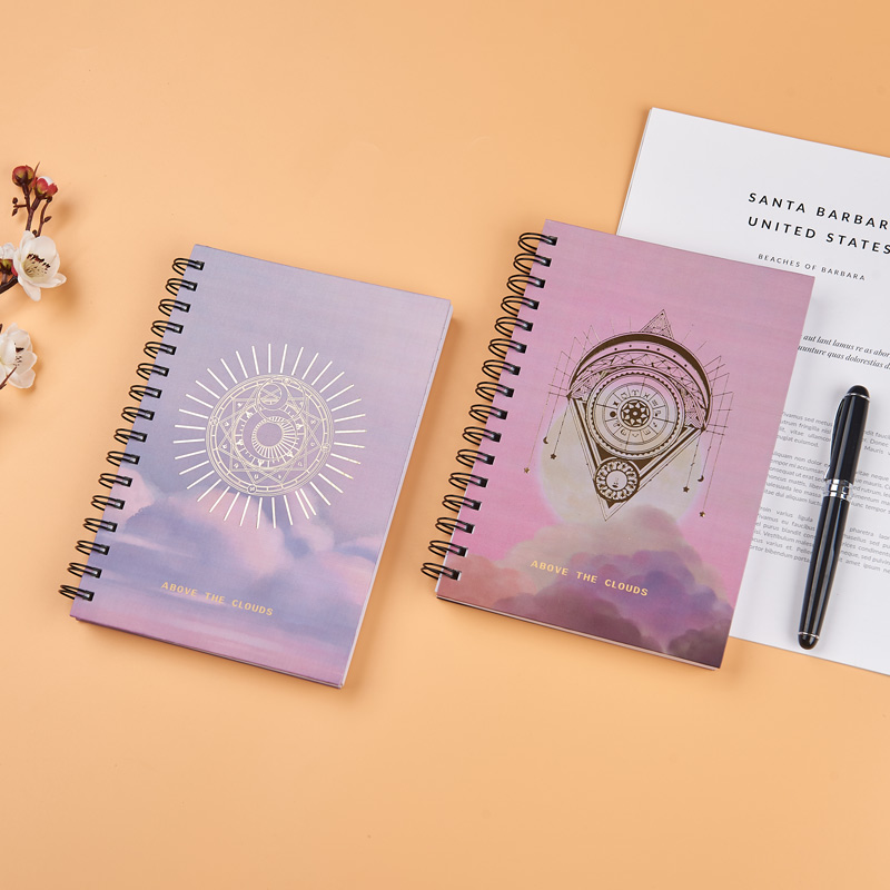 A5 paper based hardcover spiral notebook （magic circle foil) SP39007