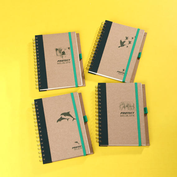 A5 paper based hardcover spiral notebook （protecting animals  ) SP39010