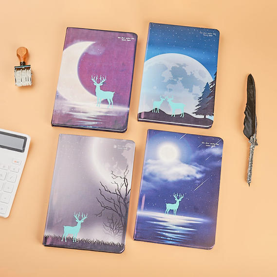 A5 pu with green  glowing effect printing hardcover notebook D39050 