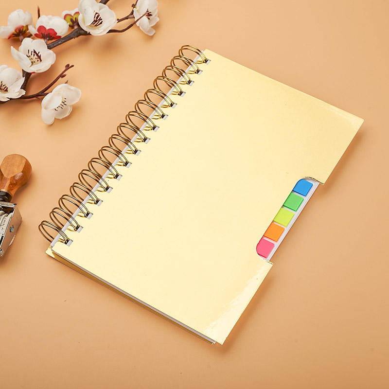 A5 silver and golden card spiral notebook with neon sticker SP39006