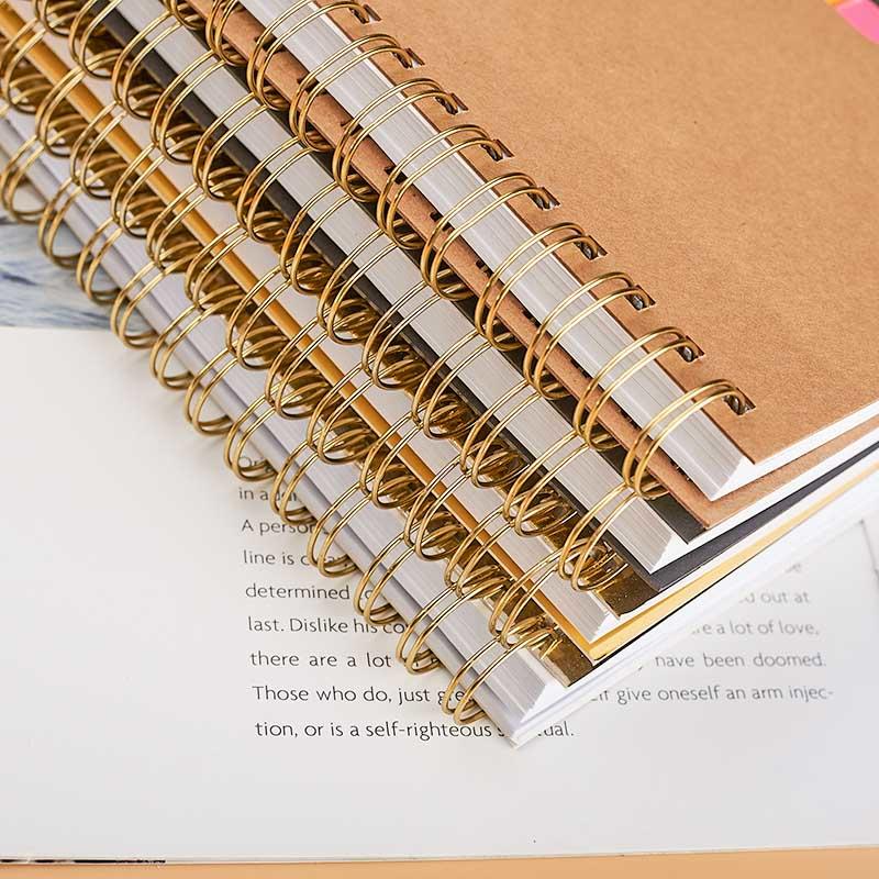 A5 silver and golden card spiral notebook with neon sticker SP39006